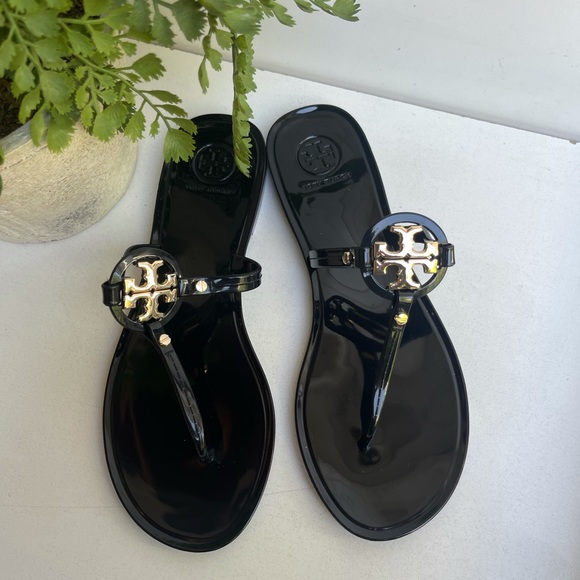 TORY BURCH🍂🍁black jelly sandals SIZE 7 womens - Picture 4 of 8